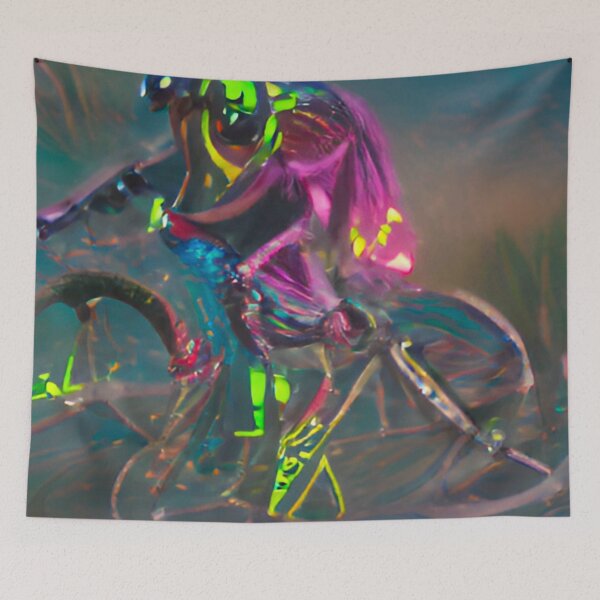Item preview, Mystic Monstrosity: Giant Abstract Monster on Mountain Bike designed and sold by GrizzlyCollective.
