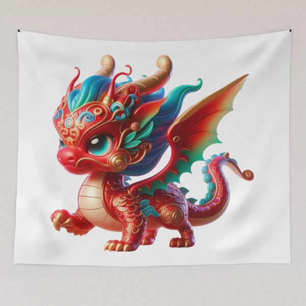 Item preview, Cute Red Chinese Dragon Chibi designed and sold by CHIBI_POPZ.