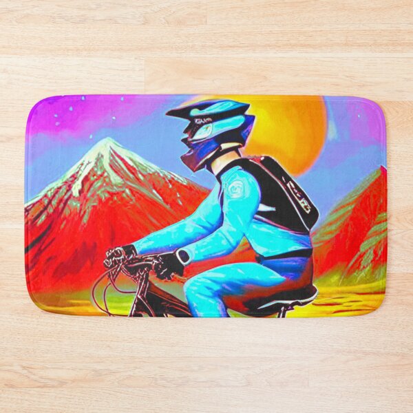 Item preview, Desert Blaze: Bright-Colored MTB Rider in Arid Terrain designed and sold by GrizzlyCollective.