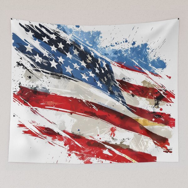 Item preview, artistic abstract american flag print designed and sold by dcrc.