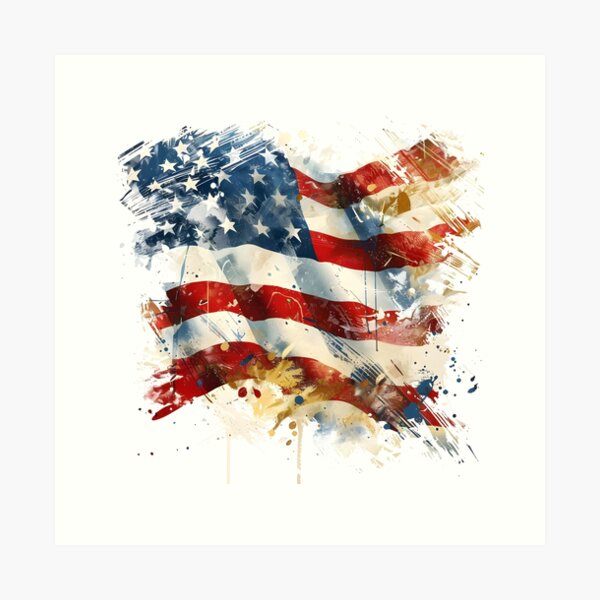 Item preview, artistic abstract american flag print designed and sold by dcrc.