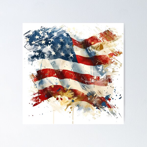 Item preview, artistic abstract american flag print designed and sold by dcrc.