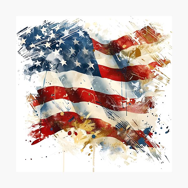 Item preview, artistic abstract american flag print designed and sold by dcrc.