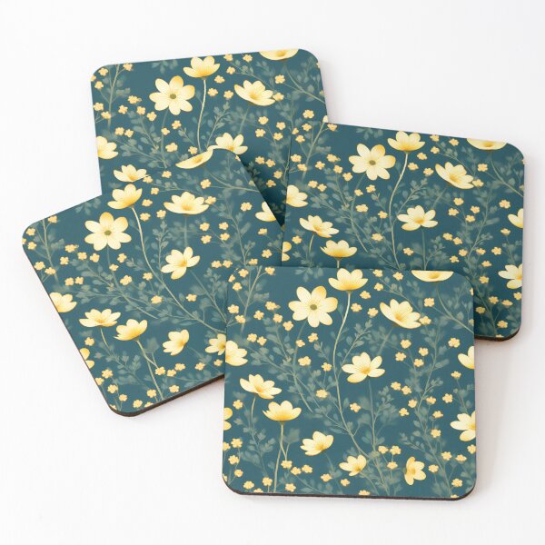 Item preview, Golden flowers on Dark Teal designed and sold by printmala.