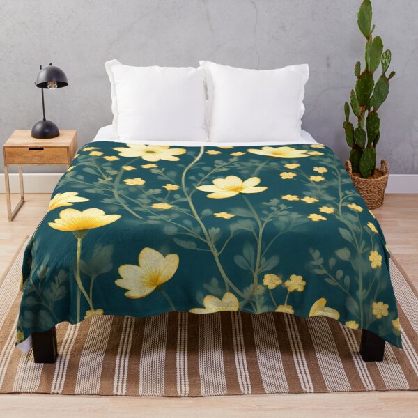 Item preview, Golden flowers on Dark Teal designed and sold by printmala.