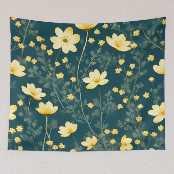 Item preview, Golden flowers on Dark Teal designed and sold by printmala.
