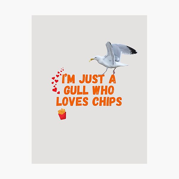 Item preview, I'm Just a Gull Who Love Chips - Gavin the Gull Mug designed and sold by MyriadLifePhoto.