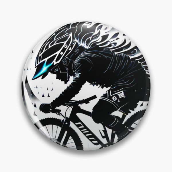 Item preview, Neon Trails: Black, White, and Neon Blue MTB Rider Design designed and sold by GrizzlyCollective.