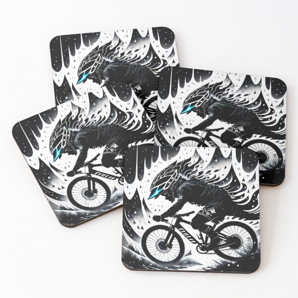 Item preview, Neon Trails: Black, White, and Neon Blue MTB Rider Design designed and sold by GrizzlyCollective.