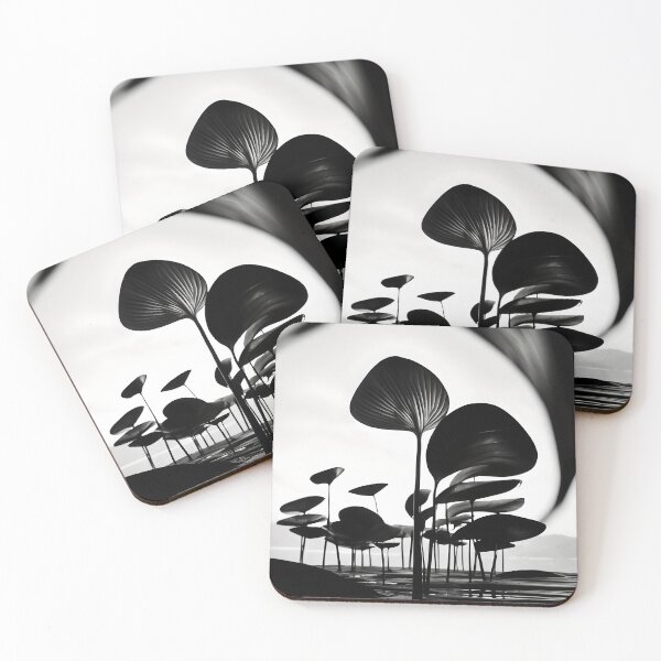 Item preview, Nature Abstract Monochromatic Photograph Water Lilies designed and sold by ShadeScapeArt.