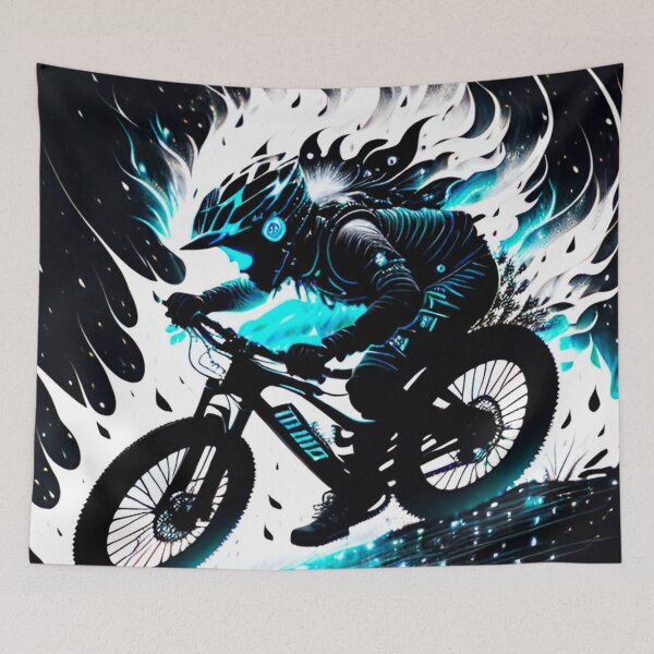 Item preview, Trail Blazer: Ripping Through Trails in Black, White, and Neon Blue designed and sold by GrizzlyCollective.
