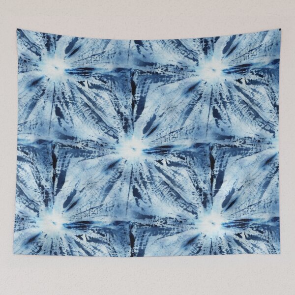 Item preview, Seamless tie-dye pattern of indigo color on white silk.  Shibori dyeing. designed and sold by lamarmarina.