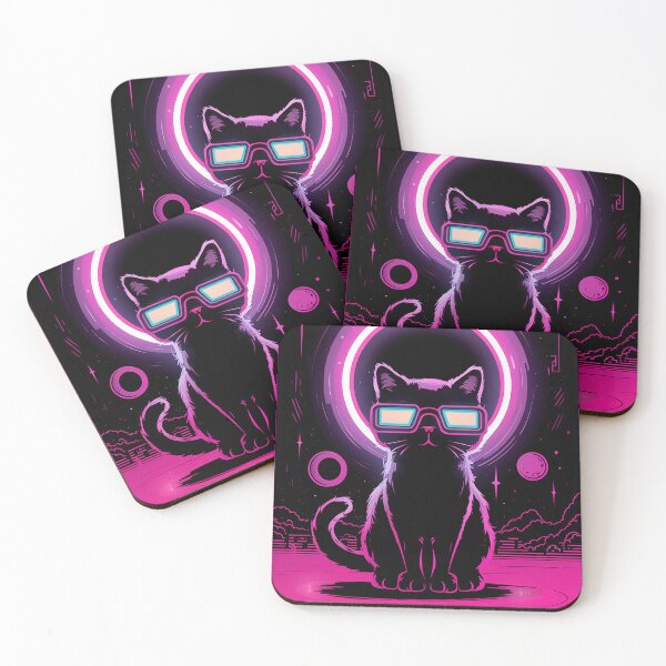 Item preview, Total Solar Eclipse Cat - Neon Pink  designed and sold by karsad.