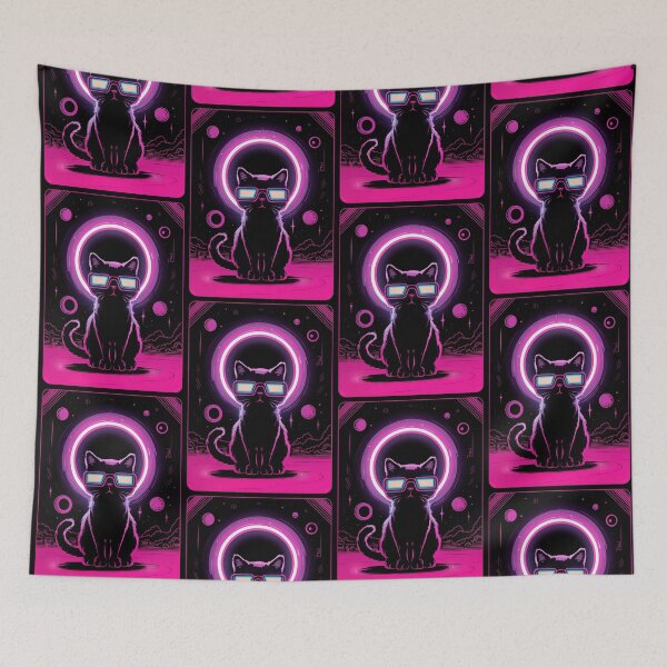 Item preview, Total Solar Eclipse Cat - Neon Pink  designed and sold by karsad.