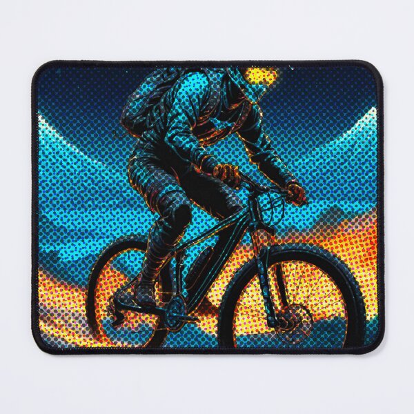 Item preview, Glitch Shred: MTB Rider Conquering the Gnarly Trails with Glitch Pattern designed and sold by GrizzlyCollective.