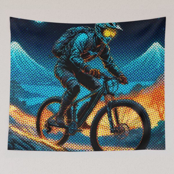 Item preview, Glitch Shred: MTB Rider Conquering the Gnarly Trails with Glitch Pattern designed and sold by GrizzlyCollective.