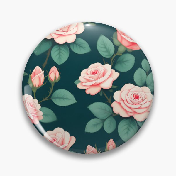 Item preview, Pink Roses On Dark Teal Green  designed and sold by printmala.