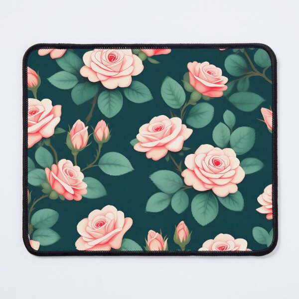 Item preview, Pink Roses On Dark Teal Green designed and sold by printmala.