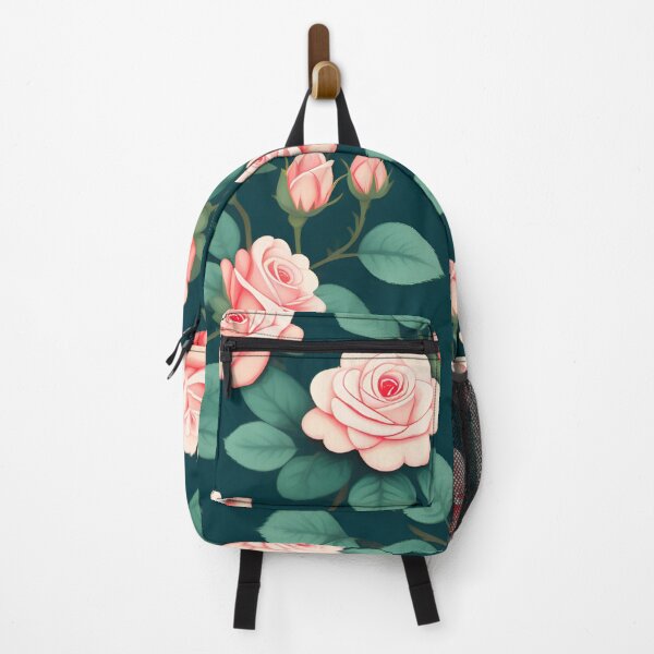 Item preview, Pink Roses On Dark Teal Green  designed and sold by printmala.