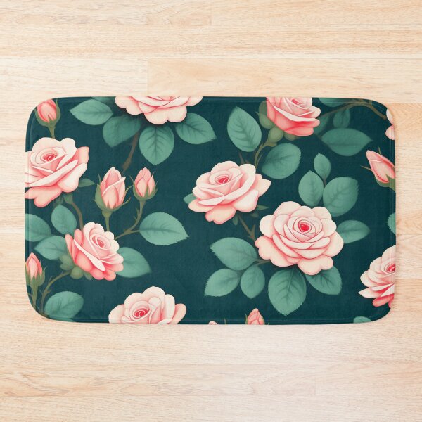 Item preview, Pink Roses On Dark Teal Green  designed and sold by printmala.