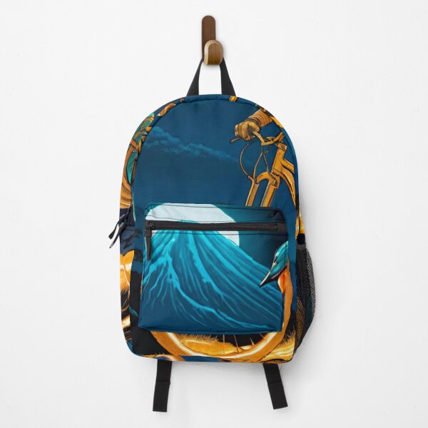 Item preview, Nocturnal Luminary: Glowing MTB Rider Descending Trails at Night designed and sold by GrizzlyCollective.
