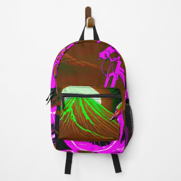 Item preview, Neon Night Thrills: Bright Pink MTB Rider Descending Trails at Night designed and sold by GrizzlyCollective.