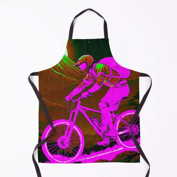 Item preview, Neon Night Thrills: Bright Pink MTB Rider Descending Trails at Night designed and sold by GrizzlyCollective.