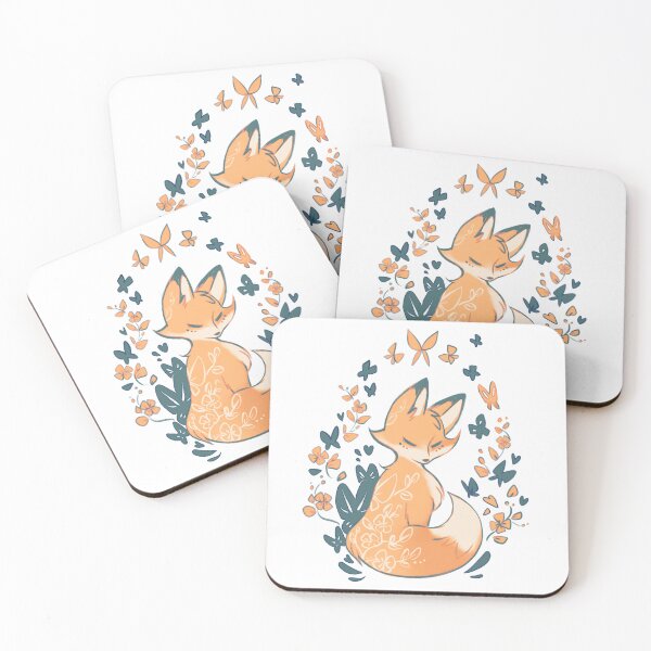 Item preview, Fox with butterflies and flowers designed and sold by ikimaru.
