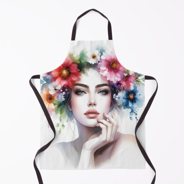 Item preview, Floral Woman Portrait Watercolor,floral art,beautiful woman, blue eyes, roses. designed and sold by FreeWorldDesign.