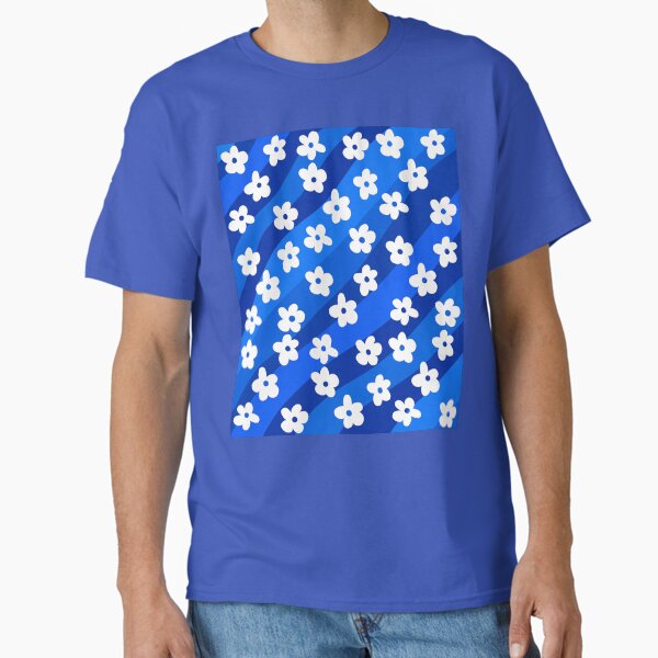 Aperçu de l'œuvre Motif de fleurs bleues ondulées et groovy créée et vendue par OneThreeSix.