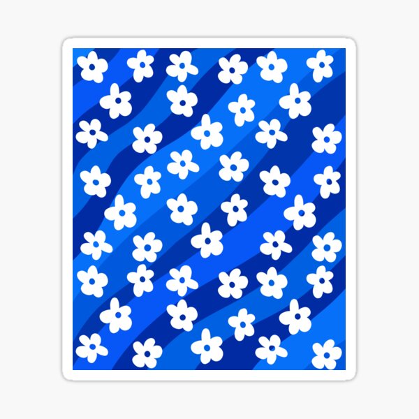 Item preview, Blue Wavy, Groovy Flowers Pattern  designed and sold by OneThreeSix.