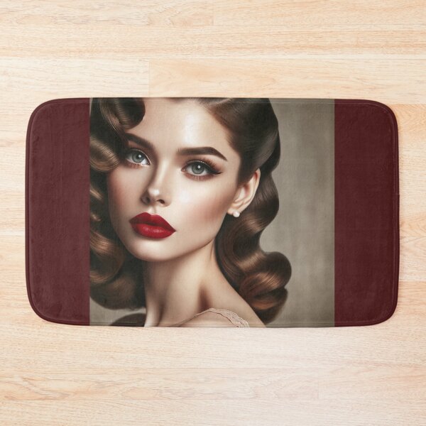 Item preview, Woman with 1940s Hollywood waves and classic red lipstick, evoking old-school glamour. designed and sold by AndreaMart.