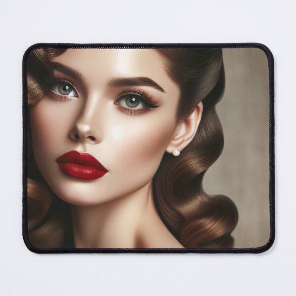 Item preview, Woman with 1940s Hollywood waves and classic red lipstick, evoking old-school glamour. designed and sold by AndreaMart.