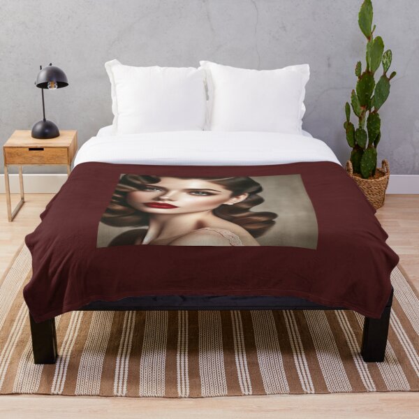 Item preview, Woman with 1940s Hollywood waves and classic red lipstick, evoking old-school glamour. designed and sold by AndreaMart.