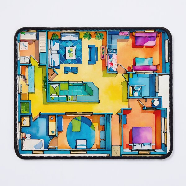 Item preview, Colorful apartment floor plan designed and sold by Steffani Lehmann.