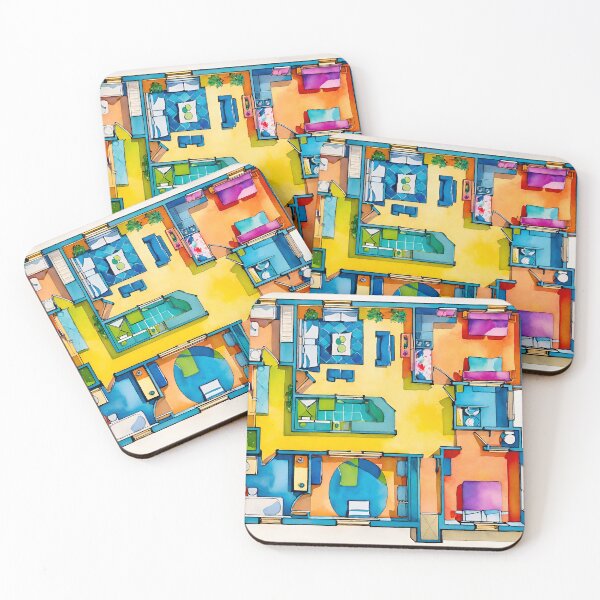Item preview, Colorful apartment floor plan designed and sold by Steffani Lehmann.