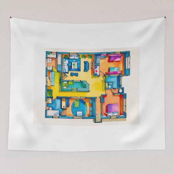 Item preview, Colorful apartment floor plan designed and sold by Steffani Lehmann.