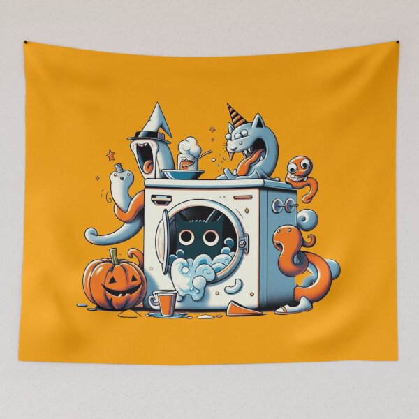 Item preview, Haunted Laundry Day: Whimsical Halloween Scene designed and sold by TDKCustoms.