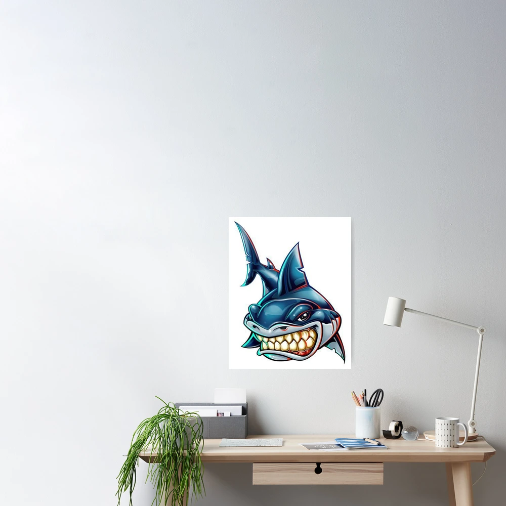 Angry Shark Digital Download Poster Art 