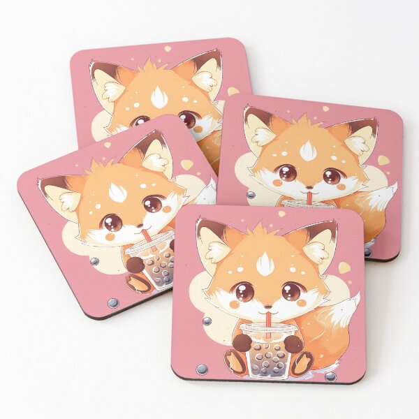 Item preview, Cute kawaii fox drink bubble designed and sold by ShopMaxiDesigns.