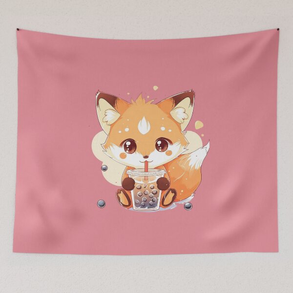 Item preview, Cute kawaii fox drink bubble designed and sold by ShopMaxiDesigns.