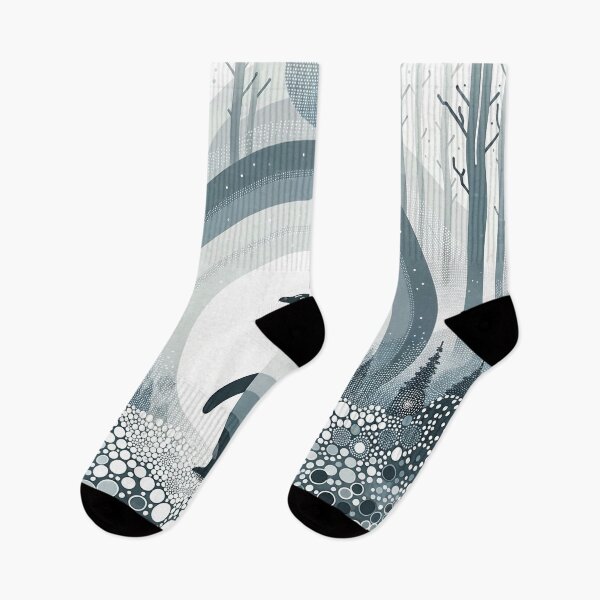 Item preview, Penguin In Gray Scandi Dots Field Forest designed and sold by PenguinForests.