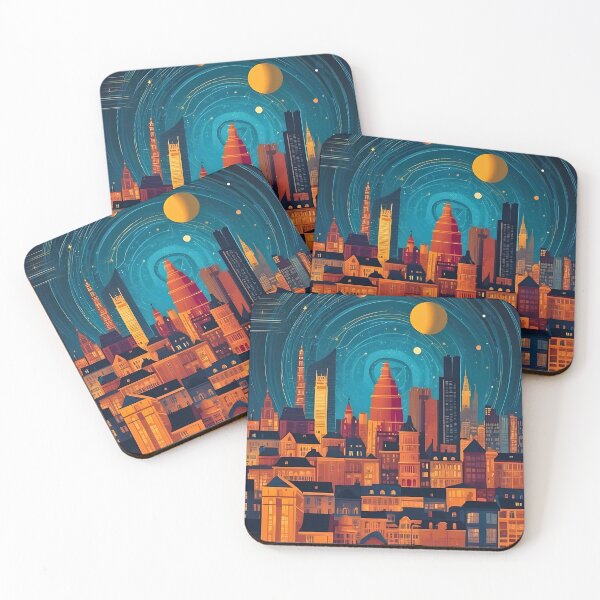 Item preview, Midnight city surreal abstract art retro vintage design designed and sold by BorgSpareParts.