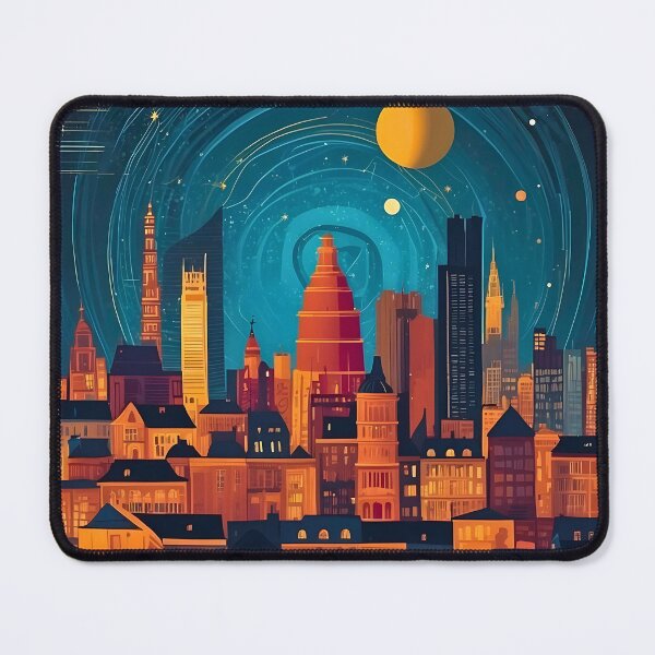 Item preview, Midnight city surreal abstract art retro vintage design designed and sold by BorgSpareParts.