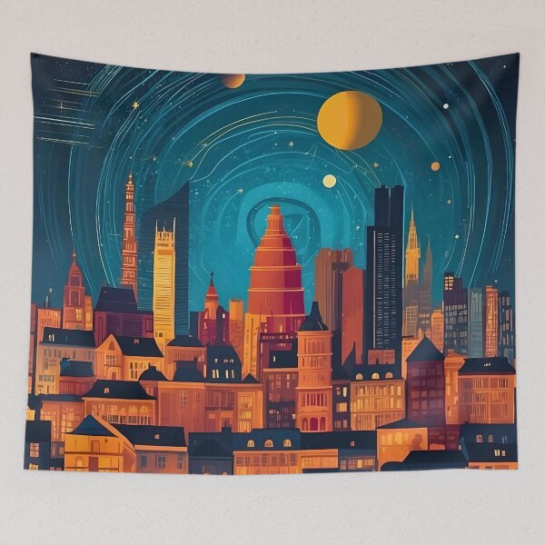 Item preview, Midnight city surreal abstract art retro vintage design designed and sold by BorgSpareParts.