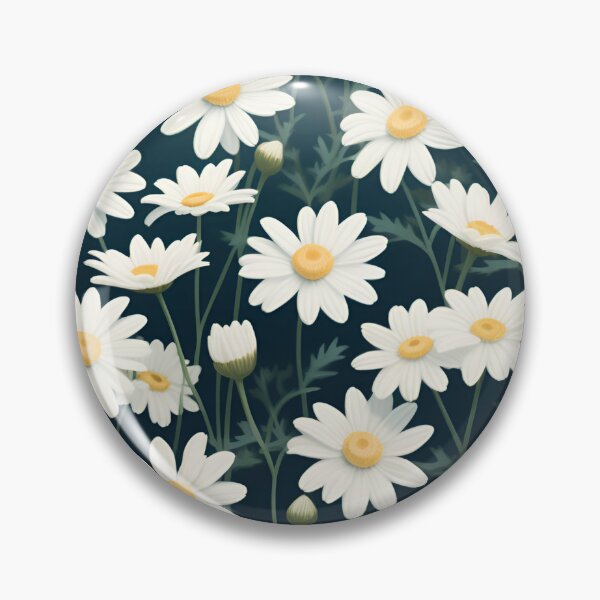 Item preview, White Daisy Flowers on Dark Teal Blue designed and sold by printmala.