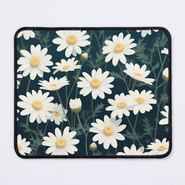 Item preview, White Daisy Flowers on Dark Teal Blue designed and sold by printmala.