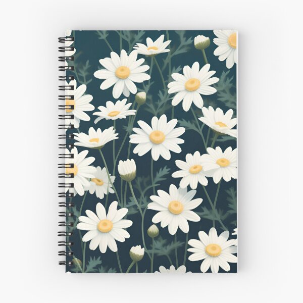 Item preview, White Daisy Flowers on Dark Teal Blue designed and sold by printmala.
