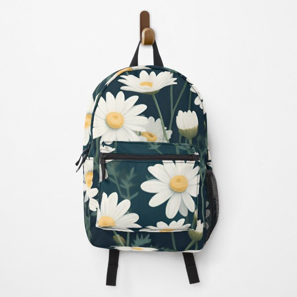 Item preview, White Daisy Flowers on Dark Teal Blue designed and sold by printmala.