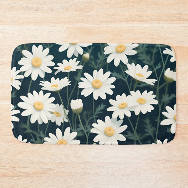 Item preview, White Daisy Flowers on Dark Teal Blue designed and sold by printmala.